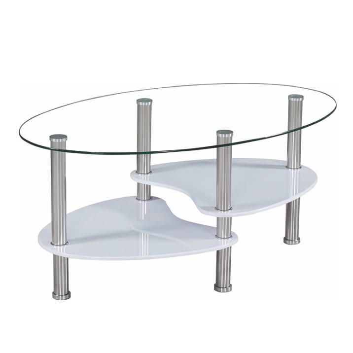 Konferenční stolek, ocel/sklo/bílá extra vysoký lesk HG, AXEL NEW 0000143858 Tempo Kondela - DEKORHOME.CZ
