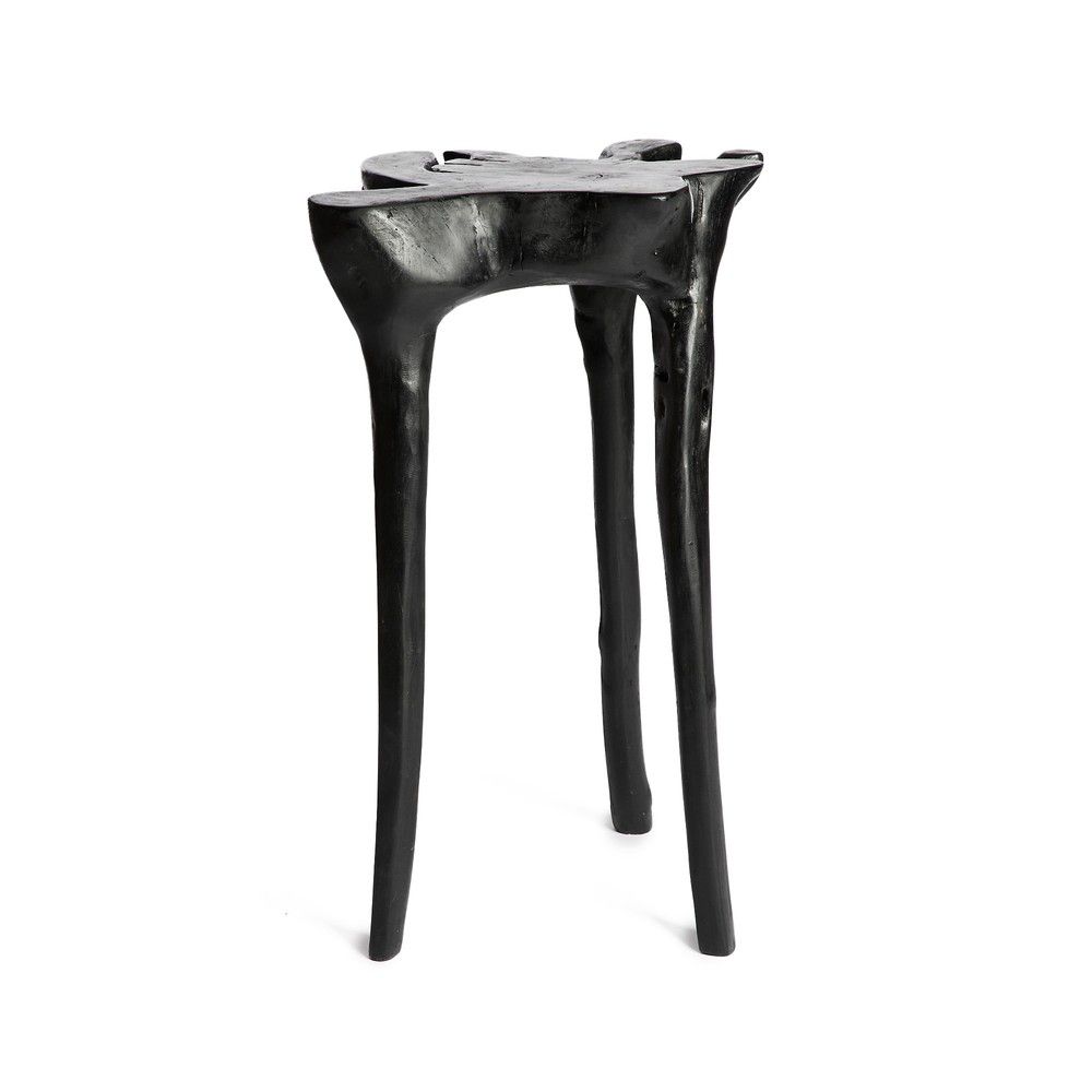 Černý příruční stolek z teakového dřeva Simla Jungle, ⌀ 40 cm - Bonami.cz