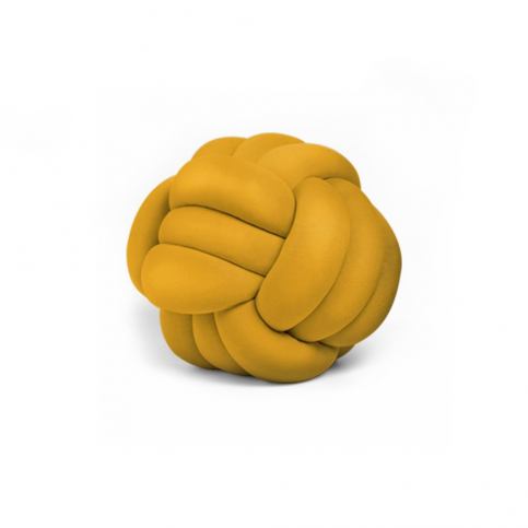 Hořčicově žlutý polštář Knot Decorative Cushion, ⌀ 30 cm - Bonami.cz