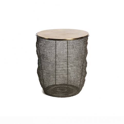 Příruční stolek s deskou z hliníku ve zlaté barvě Simla Round, ⌀ 46 cm - Bonami.cz