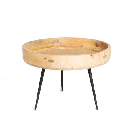 Příruční stolek z mangového dřeva Simla Hammer, ⌀ 60 cm - Bonami.cz