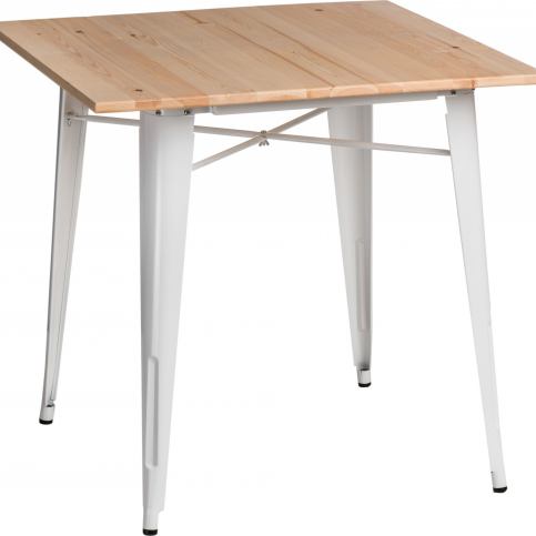 Mørtens Furniture Jídelní stůl 76x76 cm, světlé dřevo, kovová podnož lakovaná, industriální - M DUM.cz