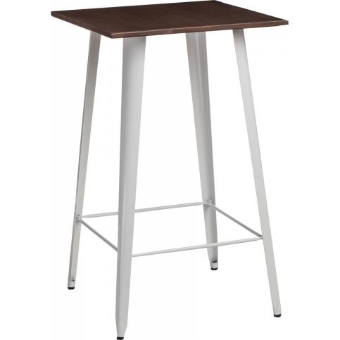 Mørtens Furniture Barový stolek, tmavé dřevo, 60x60 cm, kovový ručně vyráběný, průmyslový design Bar - M DUM.cz