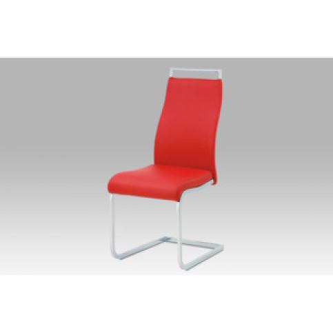 Jídelní židle HC-649 RED koženka červená, chrom - Favi.cz