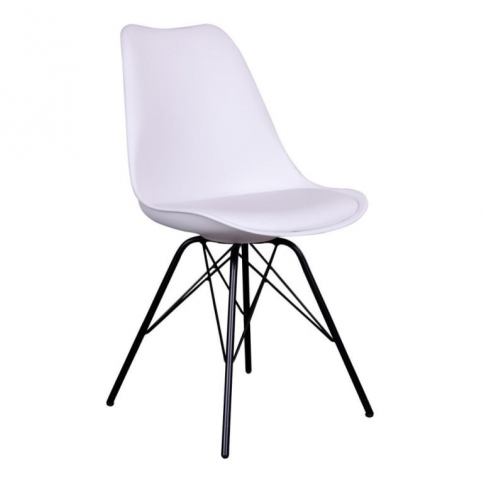Jídelní židle Nordic Living Marcus, bílá/černá - Designovynabytek.cz