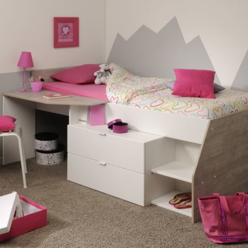 Dětská postel s psacím stolem pro holku Milky - Nábytek aldo - NE