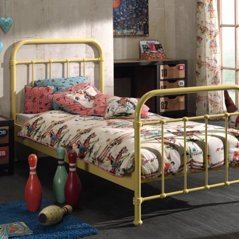 Kovová dětská postel New York 90 cm žlutá - Nábytek aldo - NE