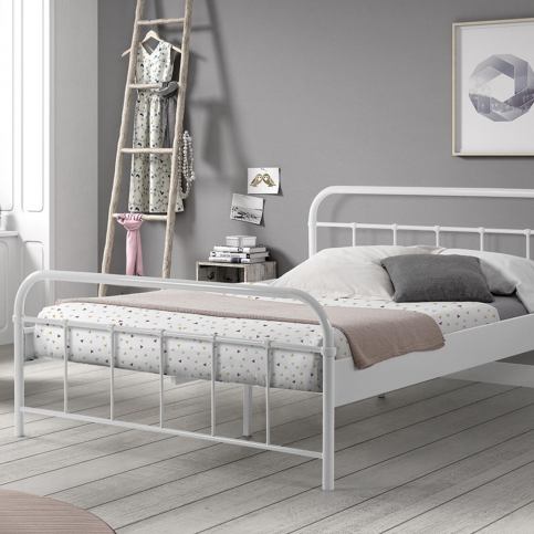 Kovová postel Boston bílá 140x200 cm - Nábytek aldo - NE