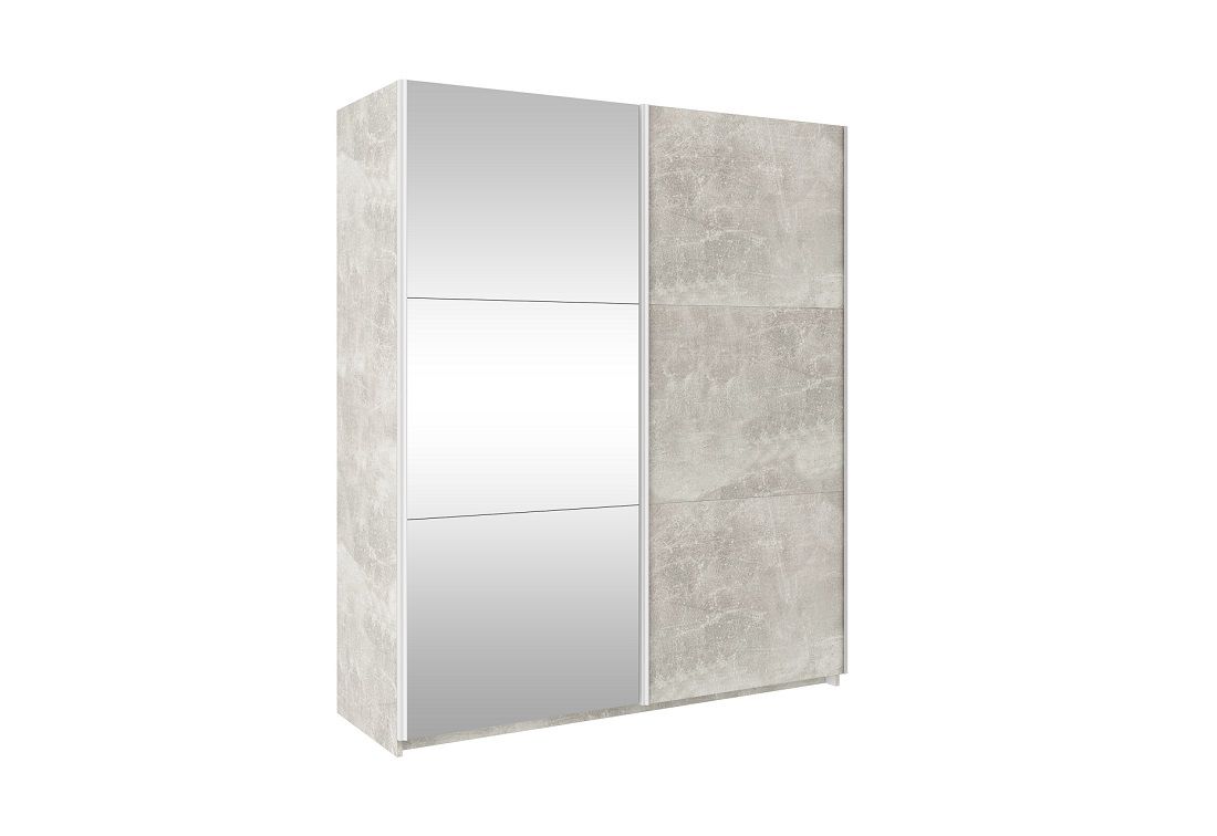 Posuvná šatní skříň se zrcadlem TRUDY, beton - Expedo s.r.o.