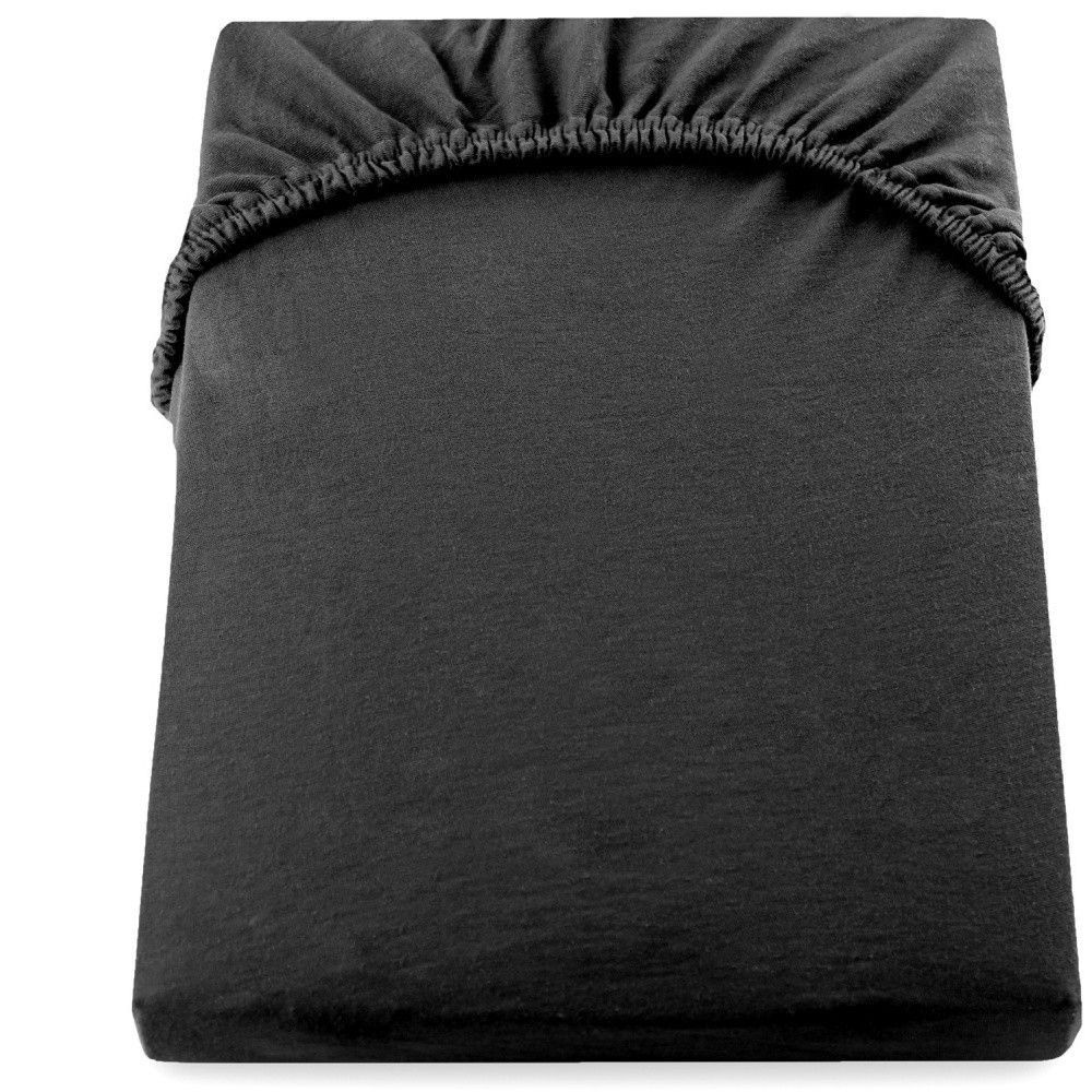 Černé elastické džersejové prostěradlo DecoKing Amber Collection, 80/90 x 200 cm - Bonami.cz