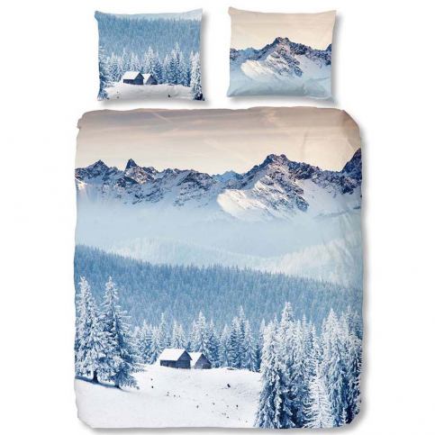 Modré povlečení z bavlny na dvoulůžko Good Morning Mountains, 200 x 200 cm - Bonami.cz