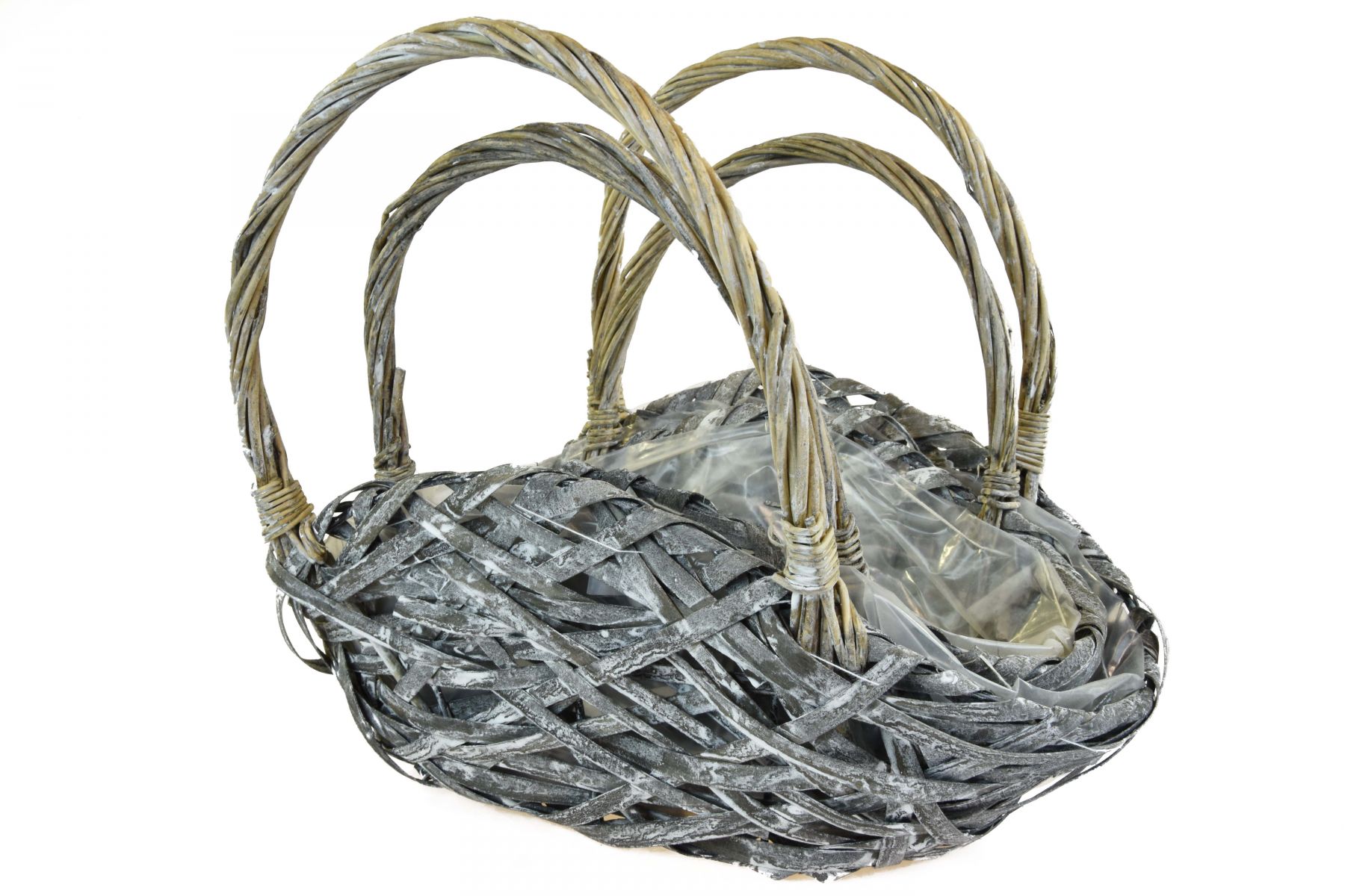 Vingo Proutěný květináč taška šedá s igelitovou vložkou Rozměry (cm): 34x15, v. 26 - Vingo