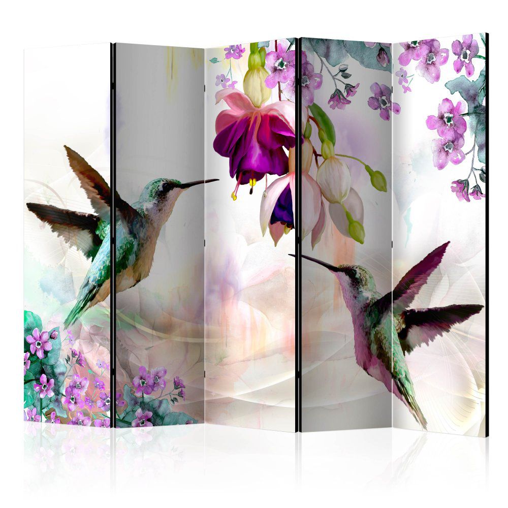 Bimago Paraván - Hummingbirds and Flowers 135x172 cm - GLIX DECO s.r.o.