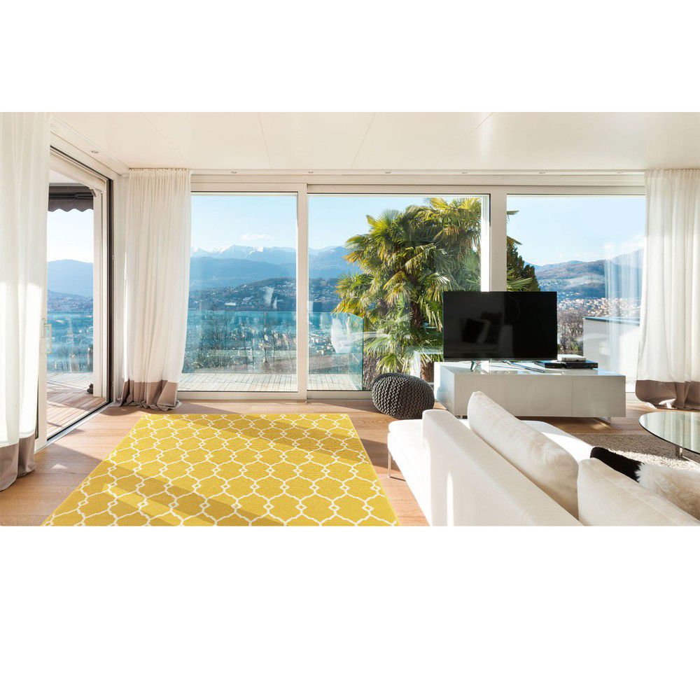 Žlutý venkovní koberec Floorita Trellis, 160 x 230 cm - Bonami.cz