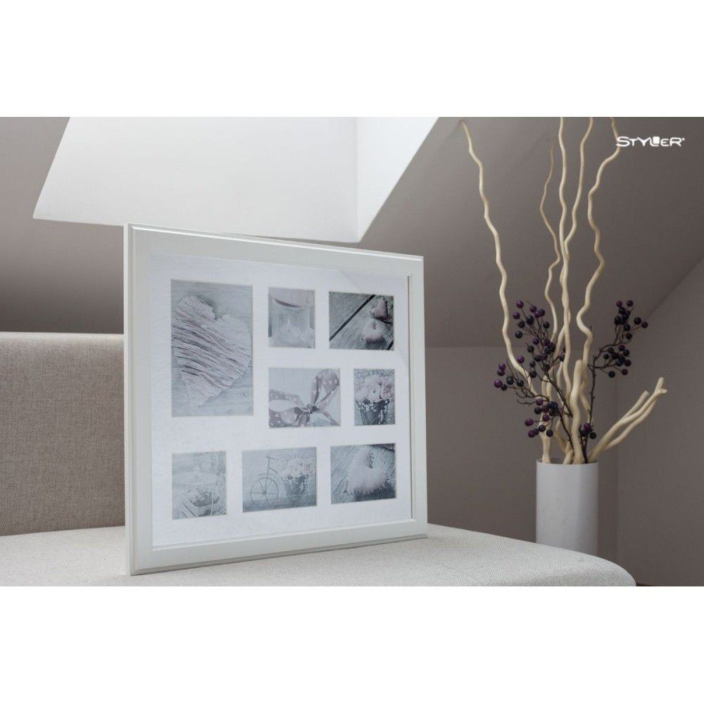 Bílý rámeček na 8 fotografií Styler Galeria Malmo, 51 x 41 cm - Bonami.cz