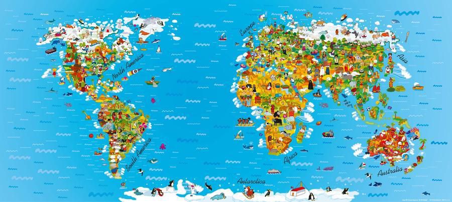 AG Design Mapa světa pro děti - vliesová fototapeta - GLIX DECO s.r.o.
