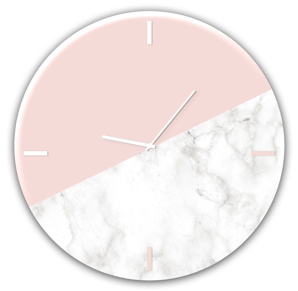 Styler Skleněné nástěnné hodiny -  Pink Marble, OE 30 cm - GLIX DECO s.r.o.