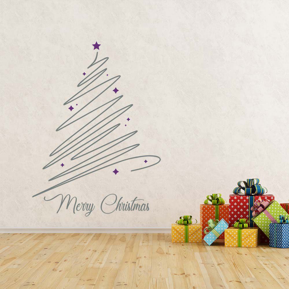 GLIX Merry Christmas - samolepka na zeď Šedá a fialová 120 x 90 cm - GLIX DECO s.r.o.