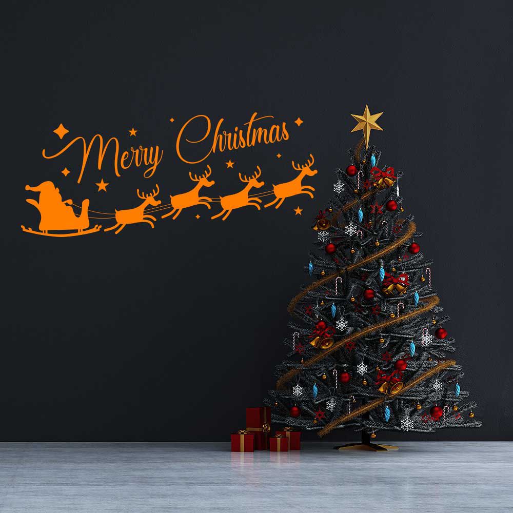 GLIX Merry Christmas Santa II. - samolepka na zeď Oranžová 100 x 40 cm - GLIX DECO s.r.o.