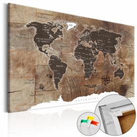 Nástěnka s mapou světa Bimago Wooden Mosaic, 90 x 60 cm