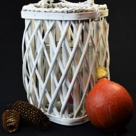 Vingo Proutěná lucerna bílá - 17x17, v. 26 cm