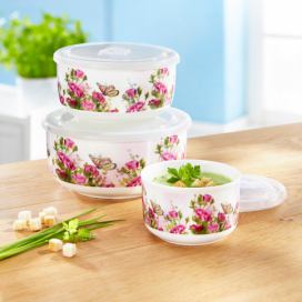 Die moderne Hausfrau Porcelánové misky s víčky, 3 kusy