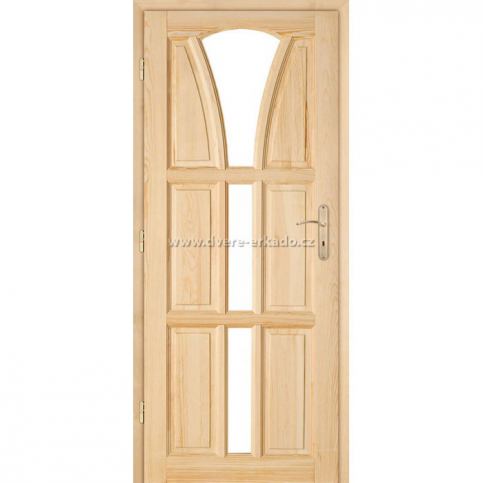 ERKADO Dřevěné masivni dveře z borovice SERIE 30 - 32 LAK 80 L BB sklo KURA  - ERKADO CZ s.r.o.