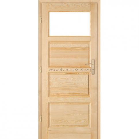 ERKADO Dřevěné masivni dveře z borovice MANHATTAN 4 D-4/1 60 L BB SKLO MAT  - ERKADO CZ s.r.o.