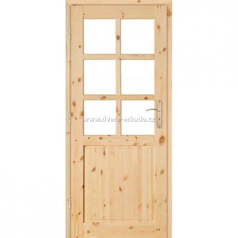 ERKADO Dřevěné masivni dveře z borovice JUHAS 7/6 DŘEVO 80 P BB - ERKADO CZ s.r.o.