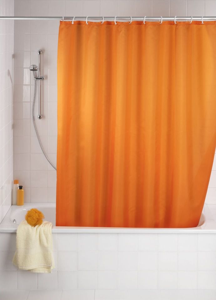 Oranžový textilní závěs do koupelny, 180x200 cm, WENKO - Bonami.cz