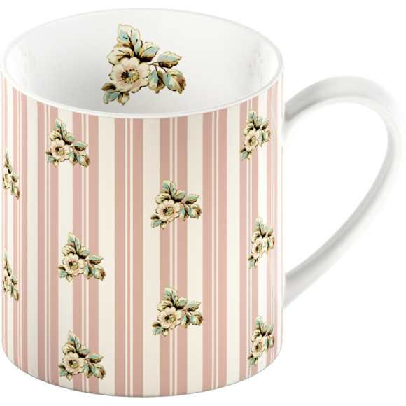 Růžový porcelánový hrnek s proužky Creative Tops Cottage Flower, 330 ml - Bonami.cz