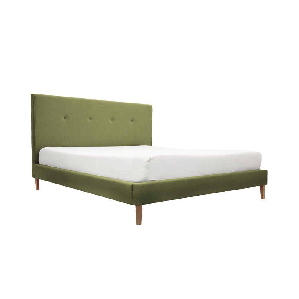 Zelená postel s přírodními nohami Vivonita Kent, 160 x 200 cm - Bonami.cz