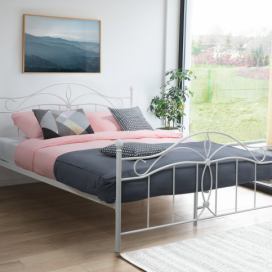 Kovová postel 140 x 200 cm bílá ANTLIA