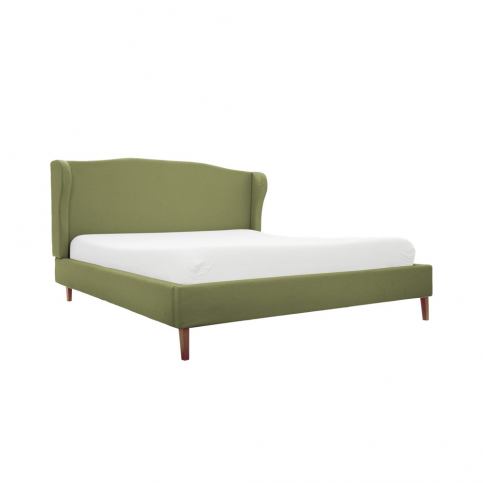 Zelená postel s přírodními nohami Vivonita Windsor, 160 x 200 cm - Bonami.cz