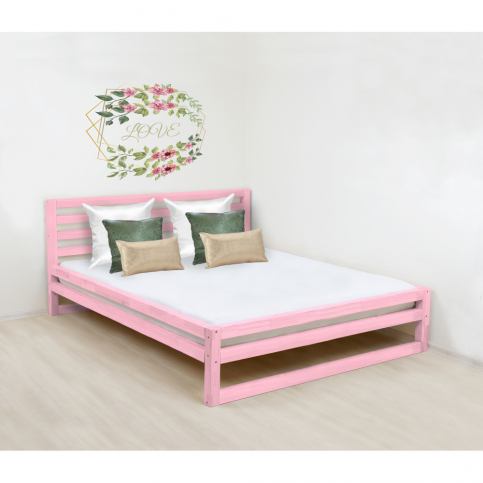 Růžová dřevěná dvoulůžková postel Benlemi DeLuxe, 200 x 190 cm - Bonami.cz