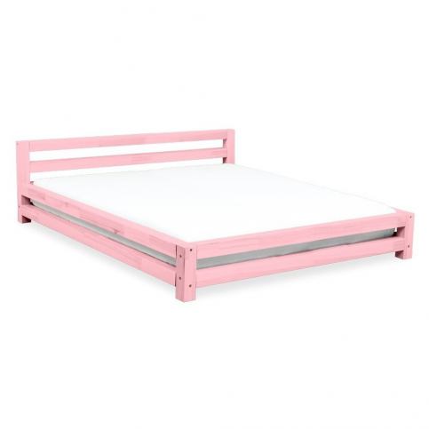 Růžová dvoulůžková postel z smrkového dřeva Benlemi Double, 180 x 200 cm - Bonami.cz