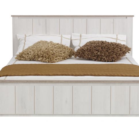 Rustikální manželská postel 160x200 Ellen v dekoru dřeva - Nábytek aldo - NE