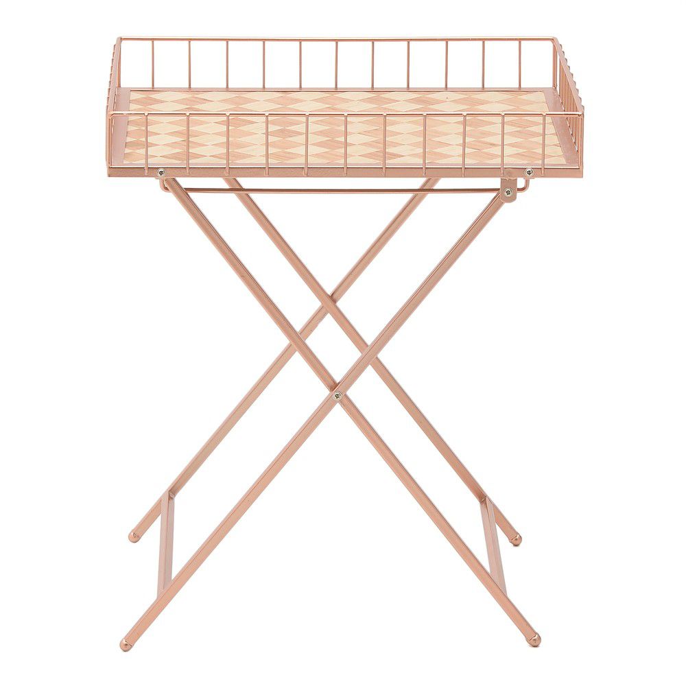 Kovový stolek s dřevěnou deskou InArt Noble, výška 50 cm - Bonami.cz