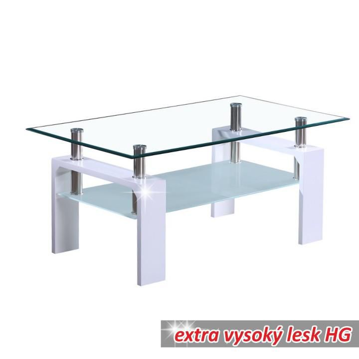 Konferenční stolek, bílá extra vysoký lesk HG / sklo, LIBOR NEW 0000143855 Tempo Kondela - DEKORHOME.CZ