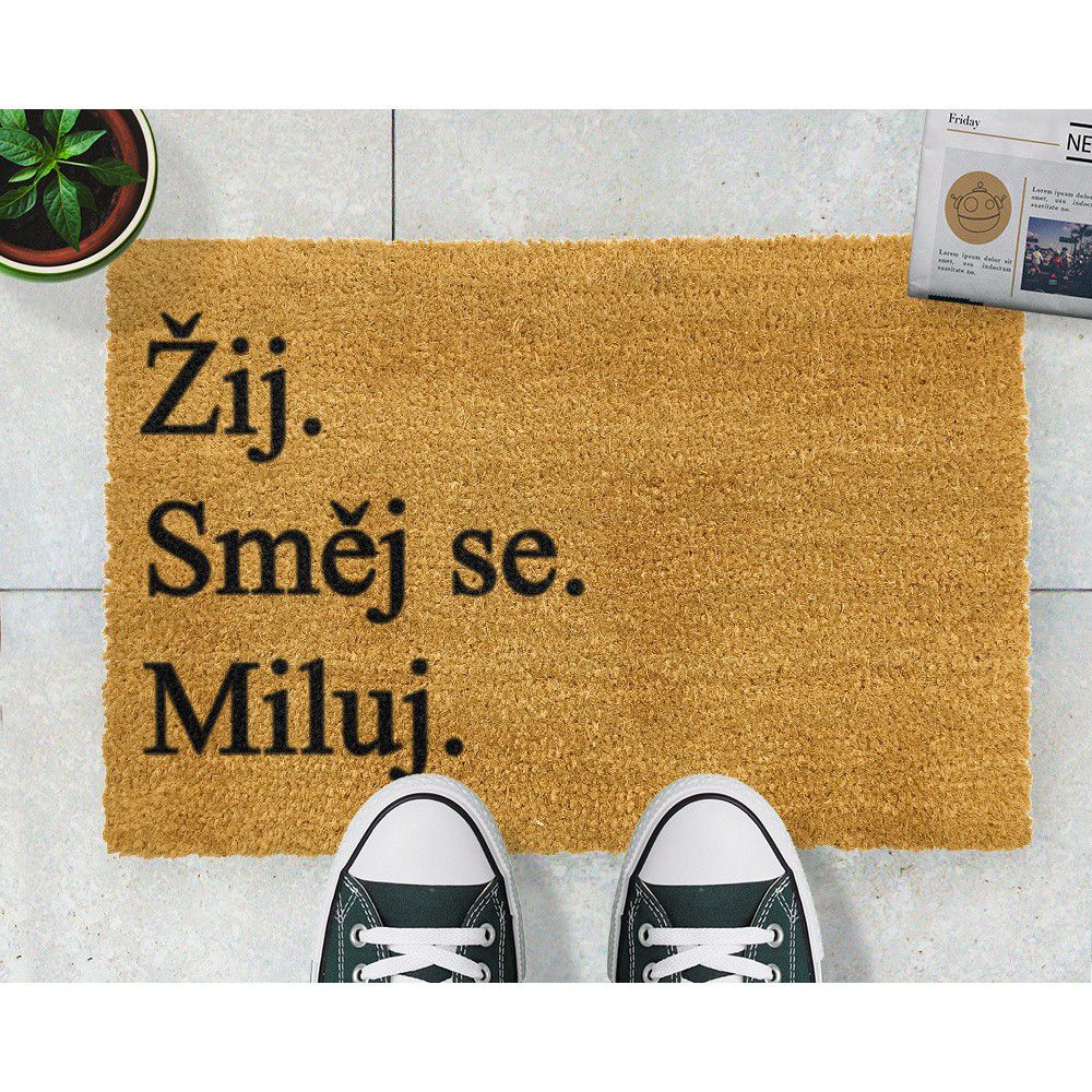 Rohožka z kokosového vlákna 40x60 cm Žij a Miluj – Artsy Doormats - Bonami.cz