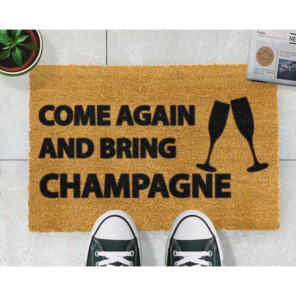 Rohožka z přírodního kokosového vlákna Artsy Doormats Come Again & Bring Champagne, 40 x 60 cm - Bonami.cz