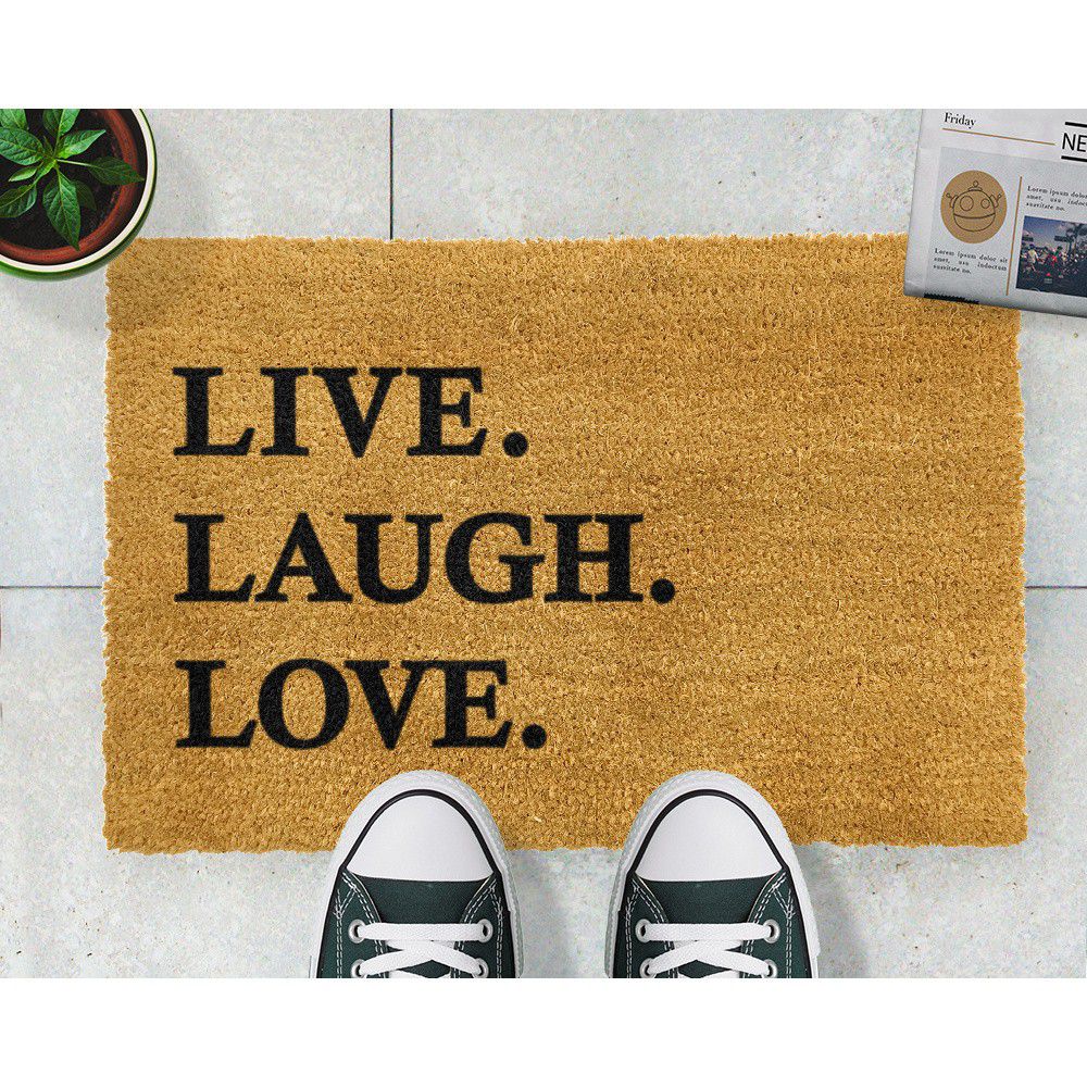 Rohožka z přírodního kokosového vlákna Artsy Doormats Live Laugh Love, 40 x 60 cm - Bonami.cz