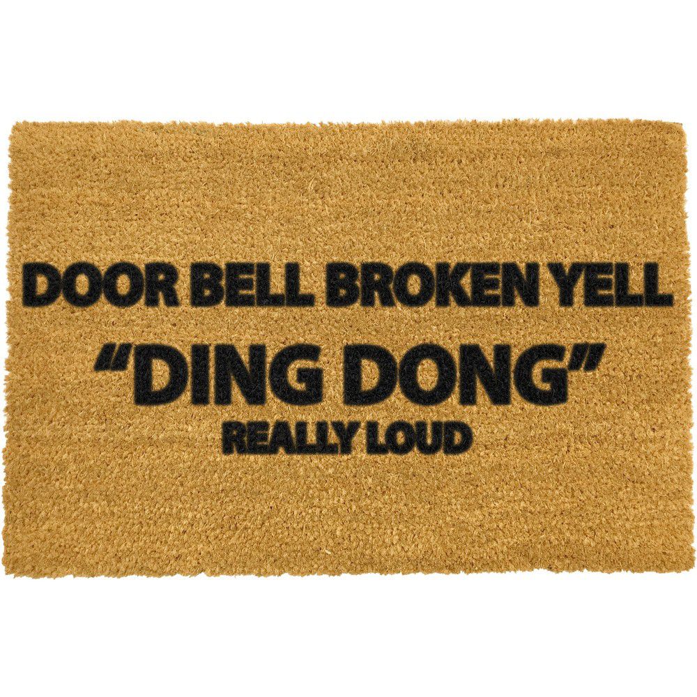 Rohožka z přírodního kokosového vlákna Artsy Doormats Yell Ding Dong, 40 x 60 cm - Bonami.cz
