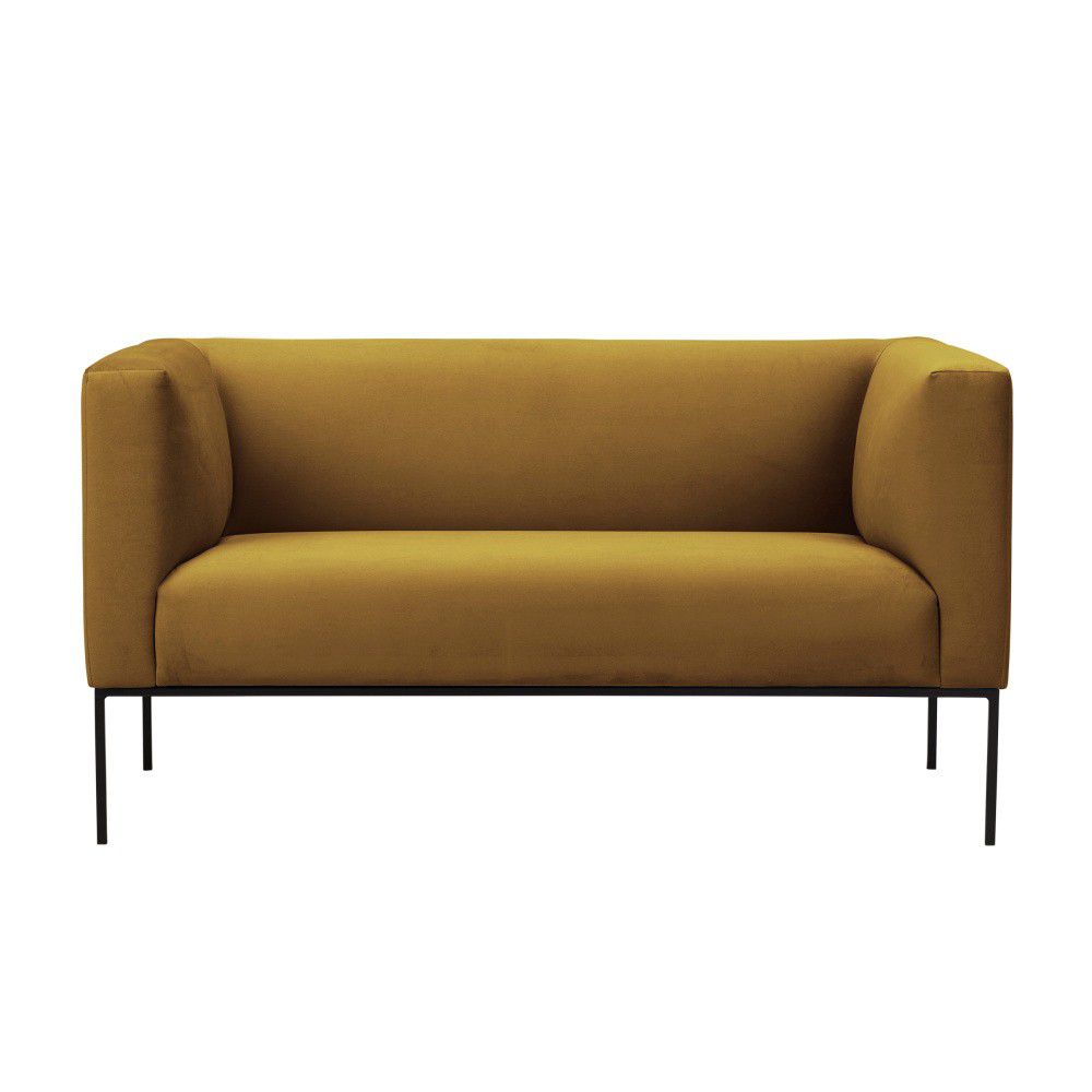 Žlutá sametová pohovka Windsor & Co Sofas Neptune, 145 cm - Bonami.cz