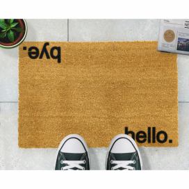 Černá rohožka z přírodního kokosového vlákna Artsy Doormats Hello, Bye, 40 x 60 cm