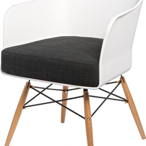 Mørtens Furniture Komfortní křeslo s područkami, minimalistický design, bílá/antracitová Barva: bílá - M DUM.cz