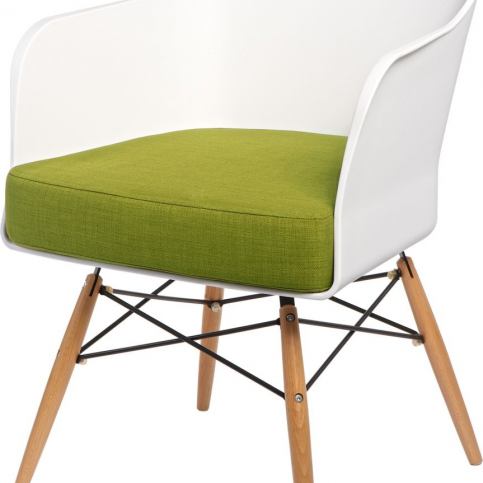 Mørtens Furniture Designové křeslo s područkami, bílá/olivová, moderní design Barva: bílá / olivová - M DUM.cz