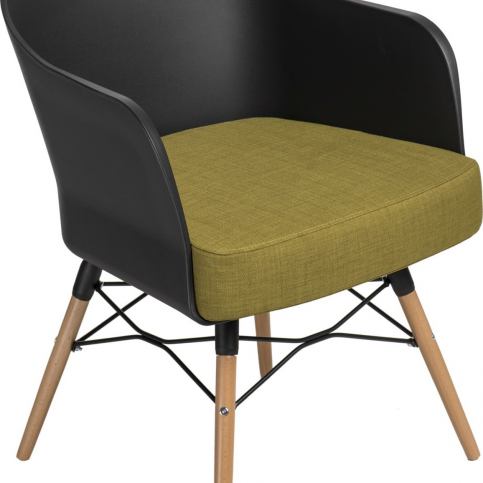 Mørtens Furniture Designové křeslo s područkami, černá/olivová, moderní styl Barva: - M DUM.cz
