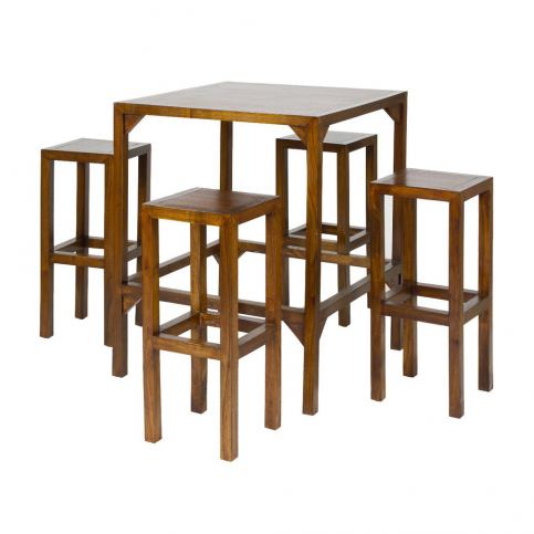 Barový stolek se 4 židlemi ze dřeva mindi Santiago Pons Fabio - Bonami.cz