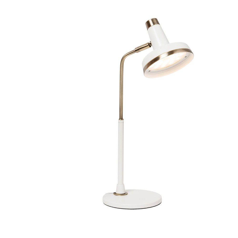 Bílá stolní lampa s LED světlem a prvky ve zlaté barvě SULION Bang - Bonami.cz